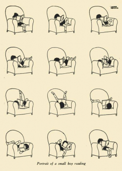 Portrait of a small boy reading
