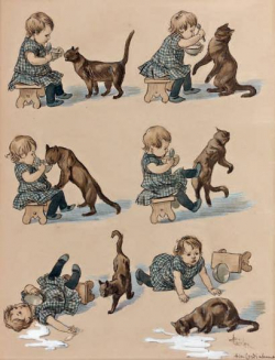 Théophile Alexandre Steinlen (1859-1923) : Colette Steinlen et son chat.