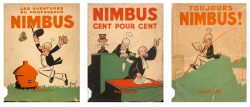 Trois des albums édités par Hachette reprenant des strips du professeur Nimbus