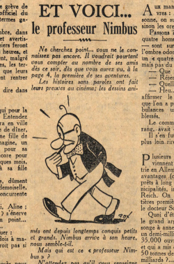 Annonce de la parution du Professeru Nimbus, Le Journal, 16 septembre 1934
