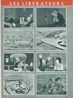 "Les Libérateurs", photogrammes tirés du dessin animé "Nimbus libéré", parus dans Deuxième-front, Terre brûlée, 1944