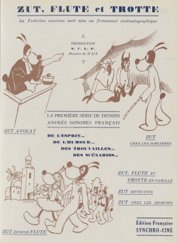 Publicité pour les dessins animés Zut, Flûte et Trotte, Cinématographie française, 3 octobre 1931